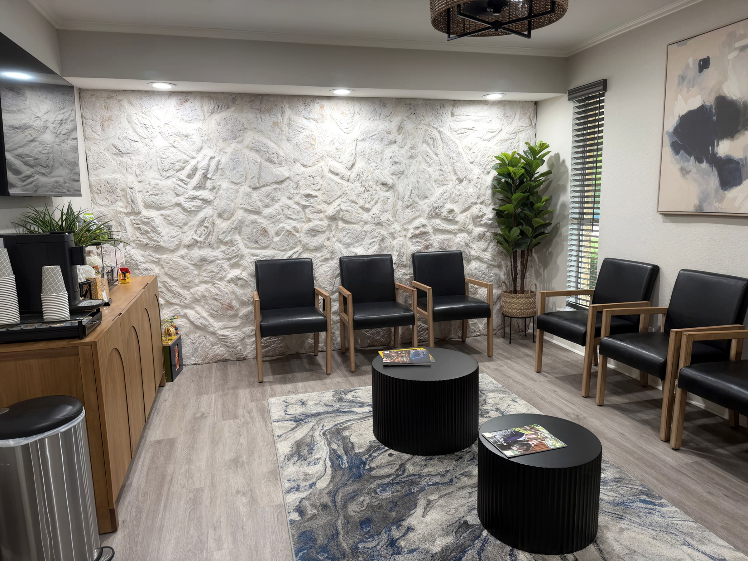 Client lounge at Calibration Brain & Body in Frisco, a 4,250 SF commercial build-out by MASACO
