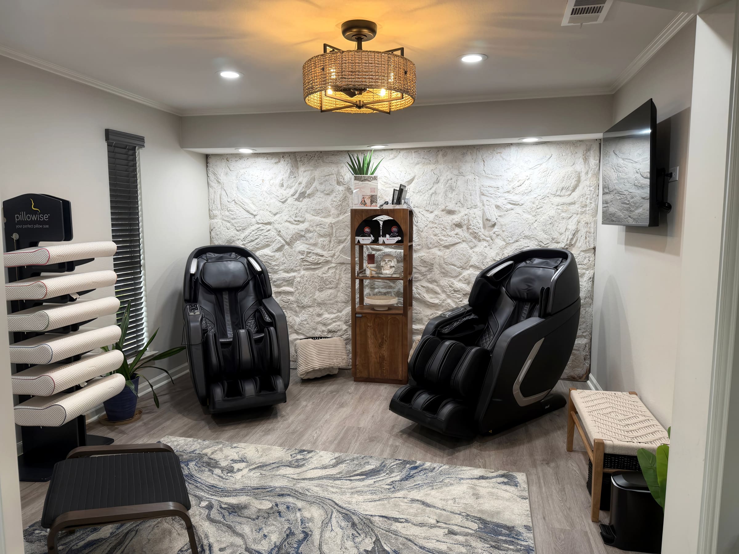 Therapy area with new flooring and lighting.